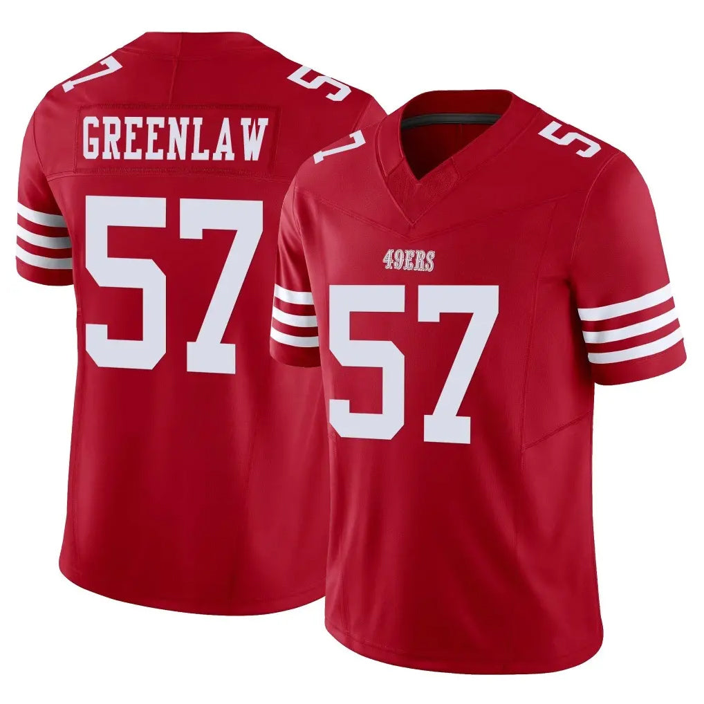 SF.49ers #57 Dre Greenlaw Player Red Limited Vapor F.U.S.E. Home Game Edoa Stitched Jerseys