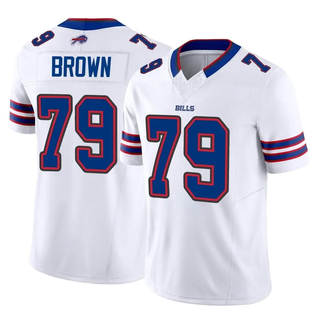 B.Bills #79 Spencer Brown Player White Vapor F.U.S.E. Jersey Limited Home Game Edoa Stitched Jerseys
