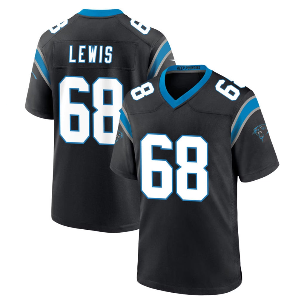 C.Panthers #68 Damien Lewis Player Black Limited Home Game Edoa Stitched Jerseys