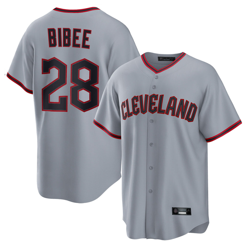C.Guardians #28 Tanner Bibee Player Gray Home Game Edoa Stitched Jerseys