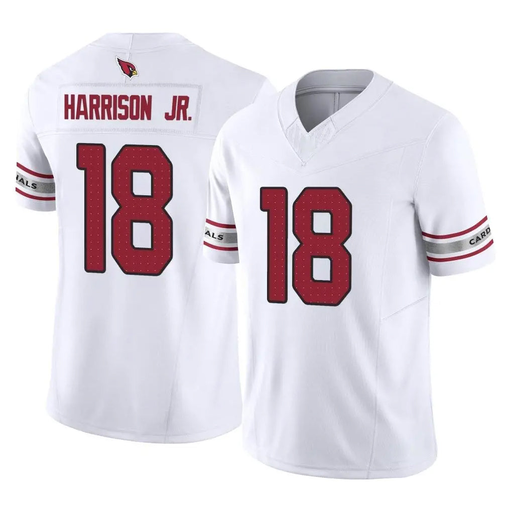 A.Cardinals #18 Marvin Harrison Jr. Player White Vapor F.U.S.E. Limited Home Game Edoa Stitched Jerseys