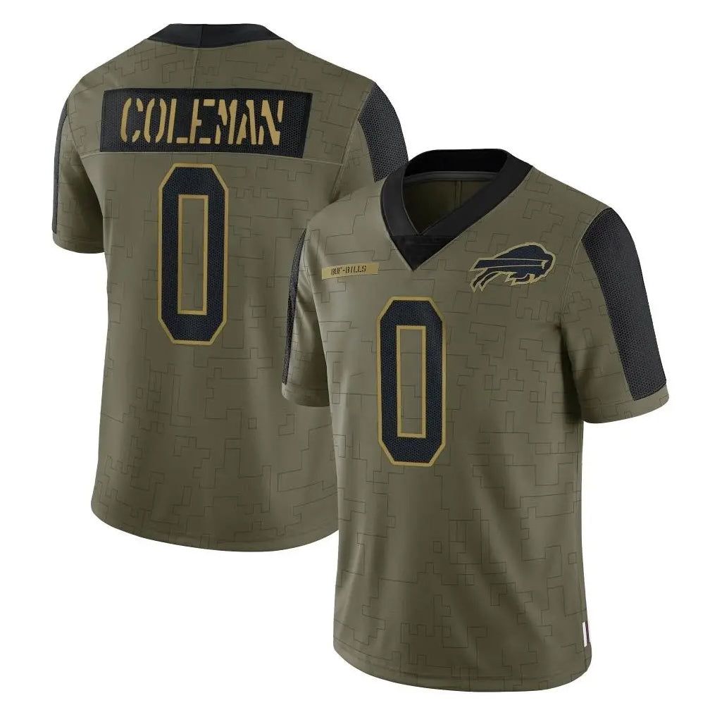 B.Bills #0 Keon Coleman Player Olive Salute To Service Game Edoa Stitched Jerseys
