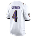 B.Ravens #4 Zay Flowers Player White Alternate Home Game Edoa Stitched Jerseys