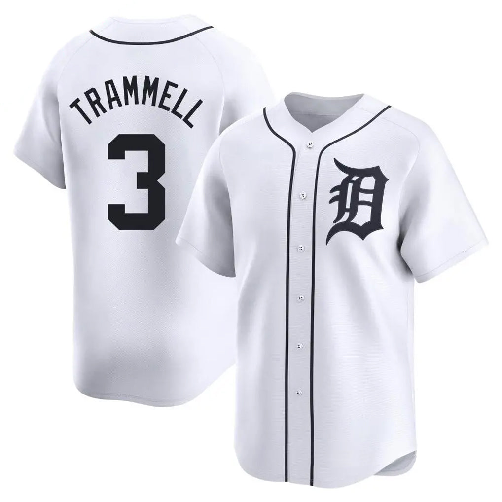 D.Tigers #3 Alan Trammell Player White Home Limited Edoa Stitched Jerseys