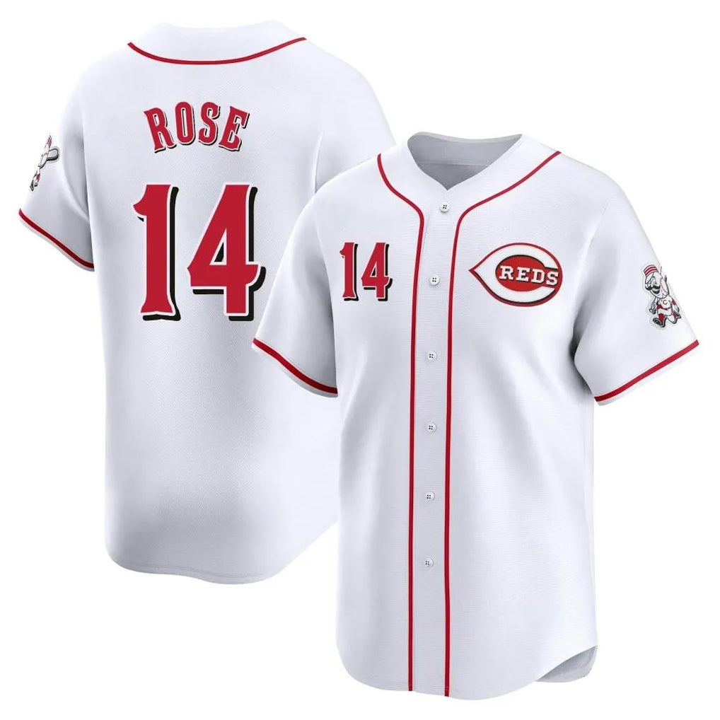 C.Reds #14 Pete Rose Player White Home Limited Edoa Stitched Jerseys