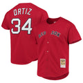 B.Red Sox #34 David Ortiz Player Red Mitchell & Ness Cooperstown Collection Home Edoa Stitched Jerseys