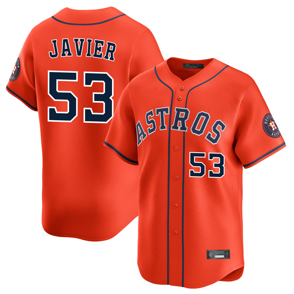 H.Astros #53 Cristian Javier Player Orange Home Limited Edoa Stitched Jerseys