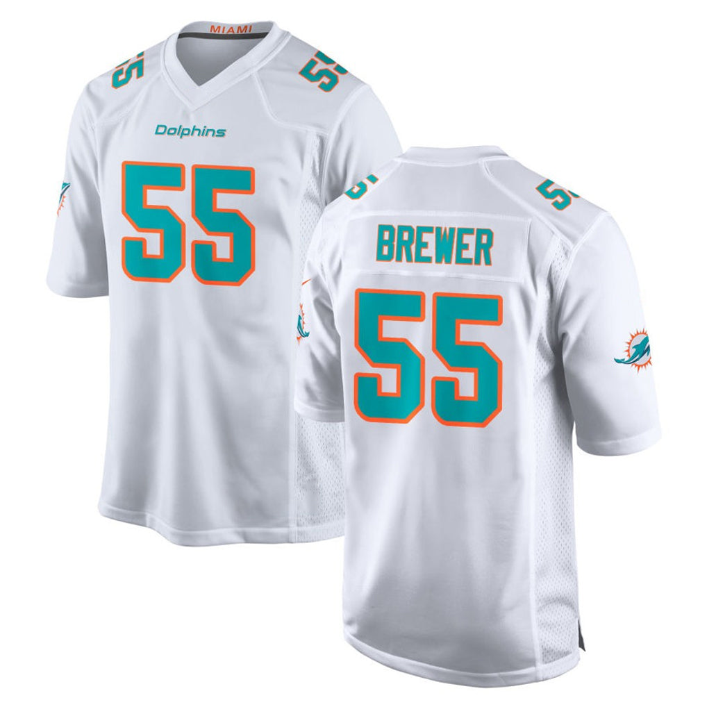 M.Dolphins #55 Aaron Brewer Player White Limited Home Game Edoa Stitched Jerseys