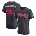 A.Braves #56 Spencer Schwellenbach Player Navy 2025 Speedway Classic Limited Elite Home Game Edoa Stitched Jerseys