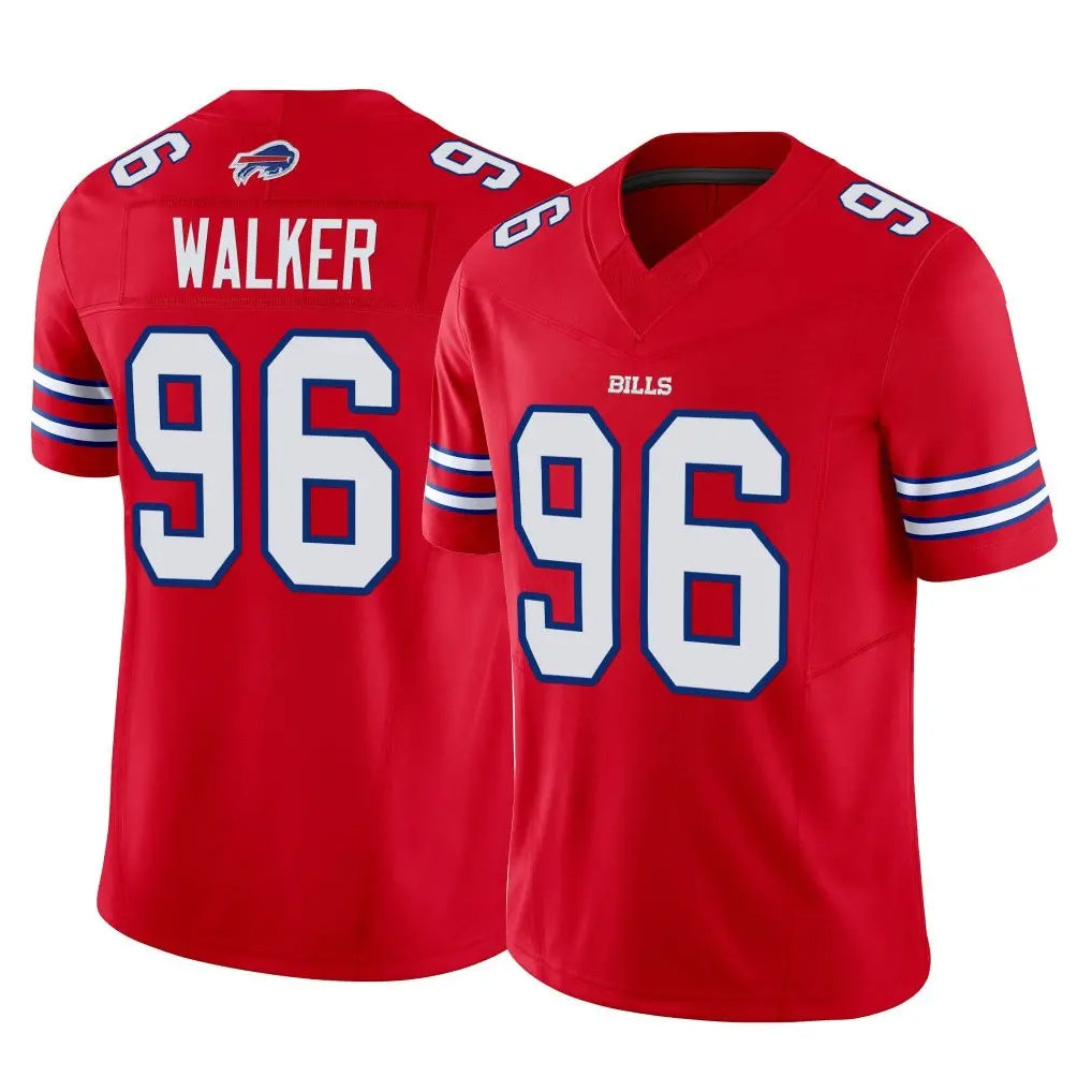 B.Bills #96 Deone Walker Player Red Vapor F.U.S.E. Jersey Limited Home Game Edoa Stitched Jerseys