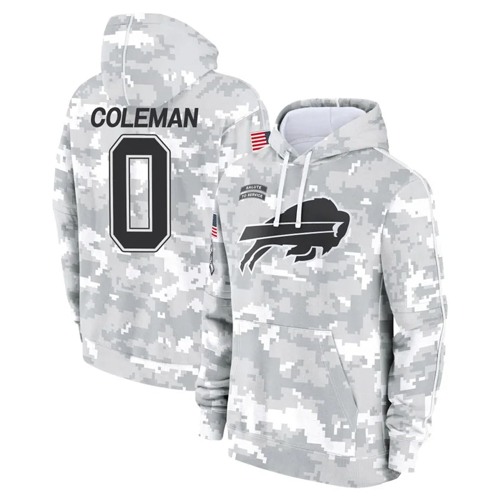 B.Bills #0 Keon Coleman Player Arctic Camo Salute to Service Hoodies Edoa Stitched Jerseys