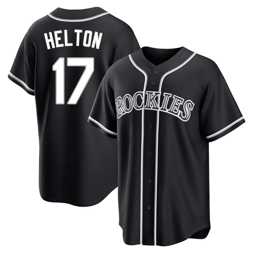 C.Rockies #17 Todd Helton Player Black Fashion Out Home Game Edoa Stitched Jerseys