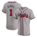 A.Braves #1 Ozzie Albies Player Gray Limited Elite Home Game Edoa Stitched Jerseys
