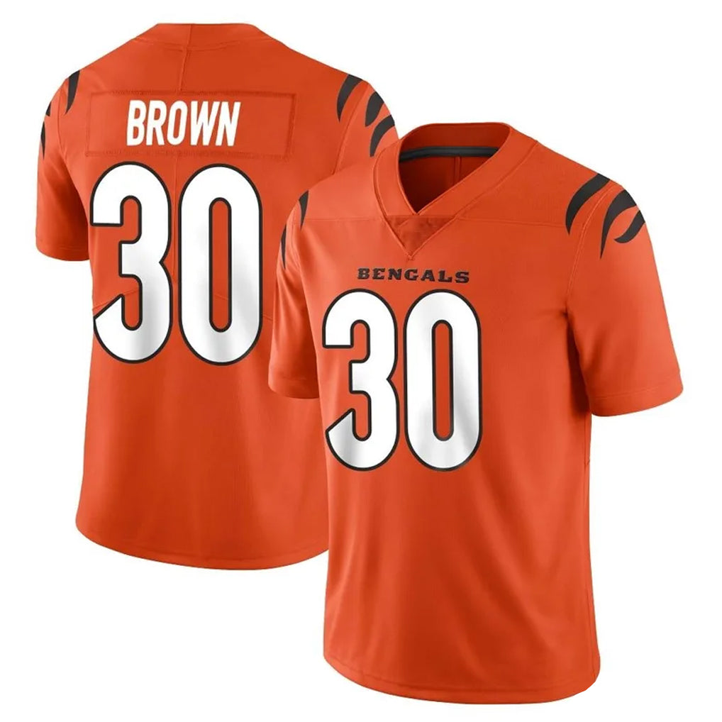 C.Bengals #30 Chase Brown Player Orange Vapor Untouchable Limited Home Game Edoa Stitched Jerseys