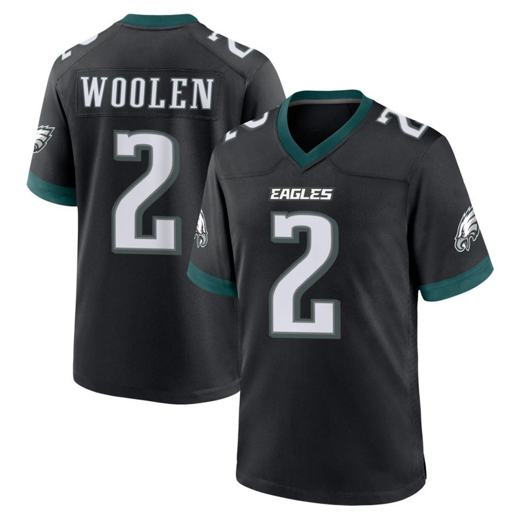 P.Eagles #2 Riq Woolen Player Black Game Home Edoa Stitched Jerseys