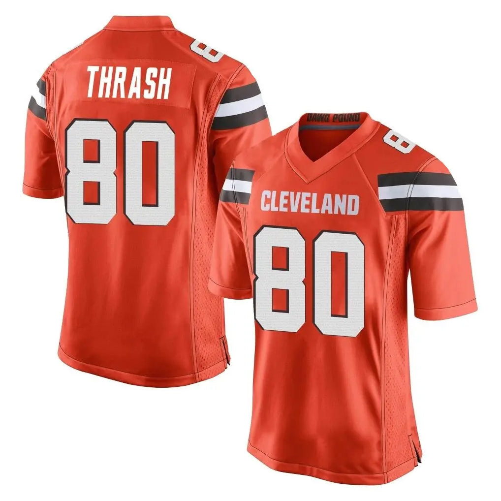 C.Browns #80 Jamari Thrash Player Orange Vapor Limited Home Game Edoa Stitched Jerseys