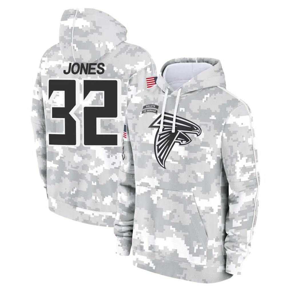 A.Falcons #32 Cash Jones Player Camo Arctic Salute to Service Hoodies Limited Edoa Stitched Jerseys