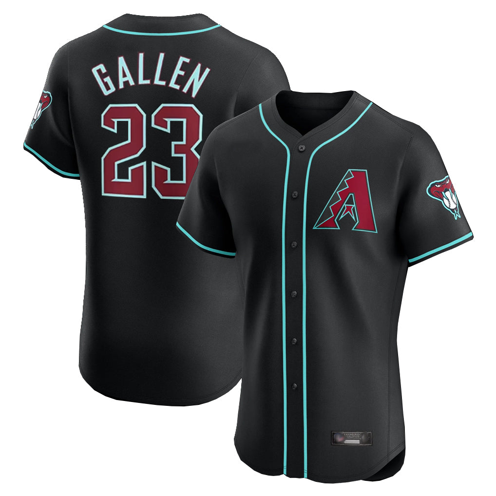 A.Diamondbacks #23 Zac Gallen Player Black Limited Elite Home Game Edoa Stitched Jerseys