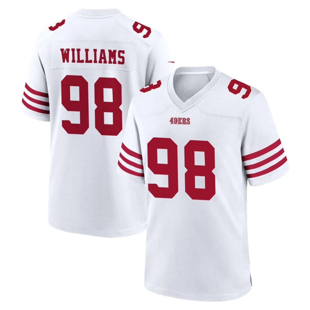 SF.49ers #98 Mykel Williams Player White Game Home Edoa Stitched Jerseys