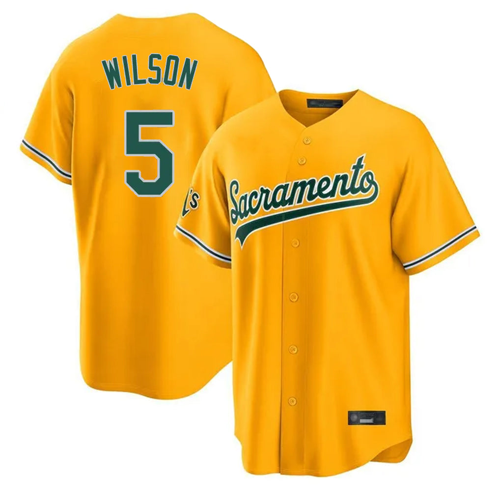 Athletics #5 Jacob Wilson Player Gold Home Game Edoa Stitched Jerseys