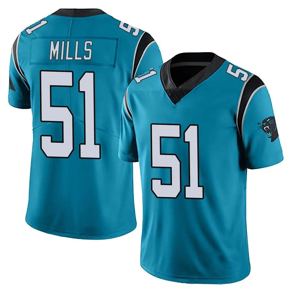 C.Panthers #51 Sam Mills Player Blue Vapor Untouchable Limited Game Edoa Stitched Jerseys