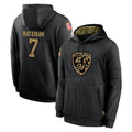 B.Ravens #7 Rashod Bateman Player Black Salute to Service Pullover Hoodie Edoa Stitched Jerseys