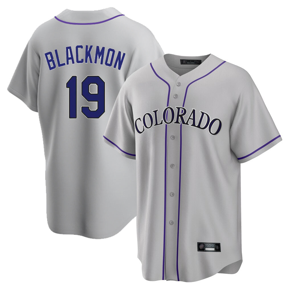 C.Rockies #19 Charlie Blackmon Player Gray Game Home Edoa Stitched Jerseys