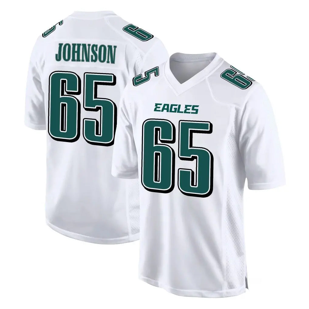 P.Eagles #65 Lane Johnson Player White Tundra Fashion Home Game Edoa Stitched Jerseys
