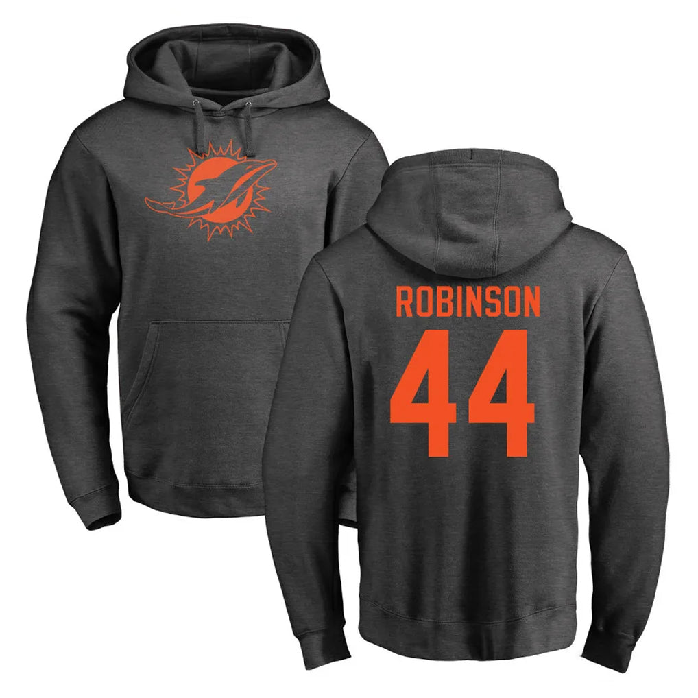 M.Dolphins #44 Chop Robinson Player Darkgray Pullover Hoodies Limited Edoa Stitched Jerseys