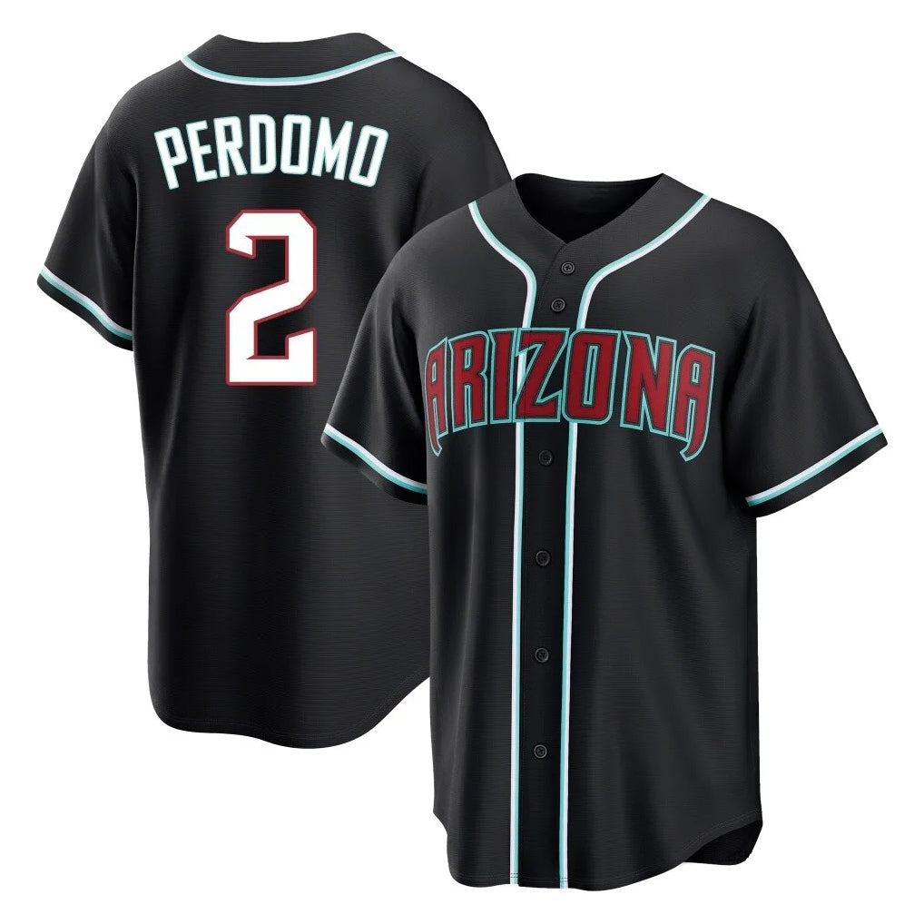 A.Diamondbacks #2 Geraldo Perdomo Player Black Home Game Edoa Stitched Jerseys