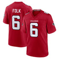 A.Falcons #6 Nick Folk Player Red Team Color Home Game Edoa Stitched Jerseys