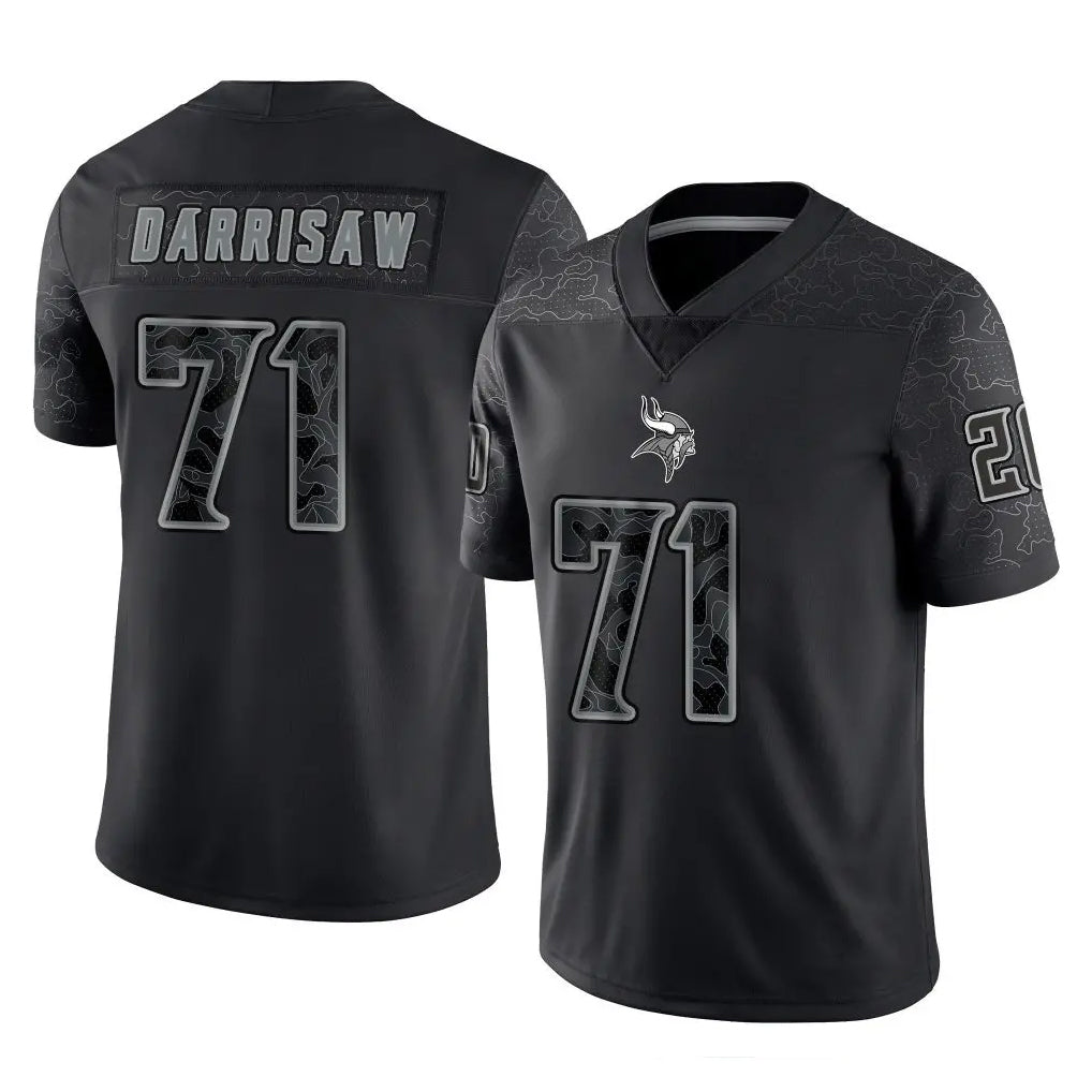 M.Vikings #71 Christian Darrisaw Player Black Reflective LImited Home Game Edoa Stitched Jerseys