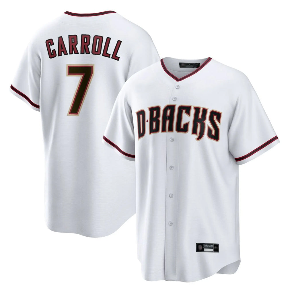A.Diamondbacks #7 Corbin Carroll Player White Home Game Edoa Stitched Jerseys