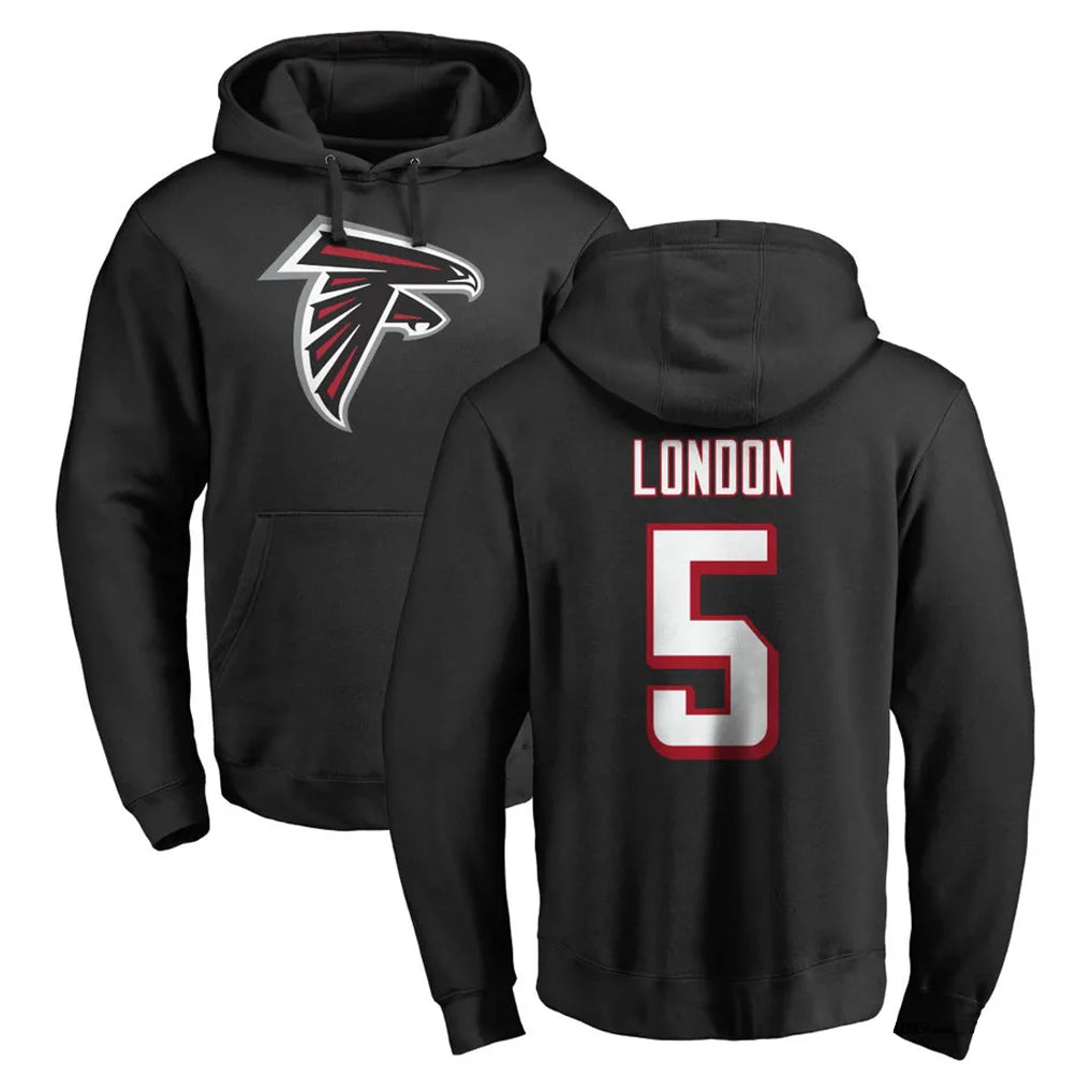 A.Falcons #5 Drake London Player Black Salute to Service Hoodies Edoa Stitched Jerseys