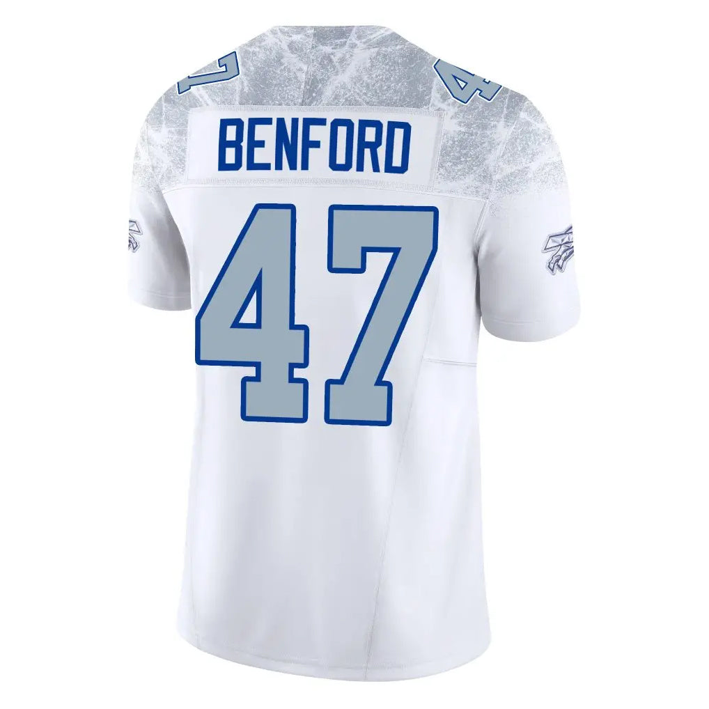 B.Bills #47 Christian Benford Player White Rivalries Collection Limited Home Game Edoa Stitched Jerseys