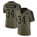 B.Bills #34 Thurman Thomas Player Olive Salute To Service Limited Edoa Stitched Jerseys