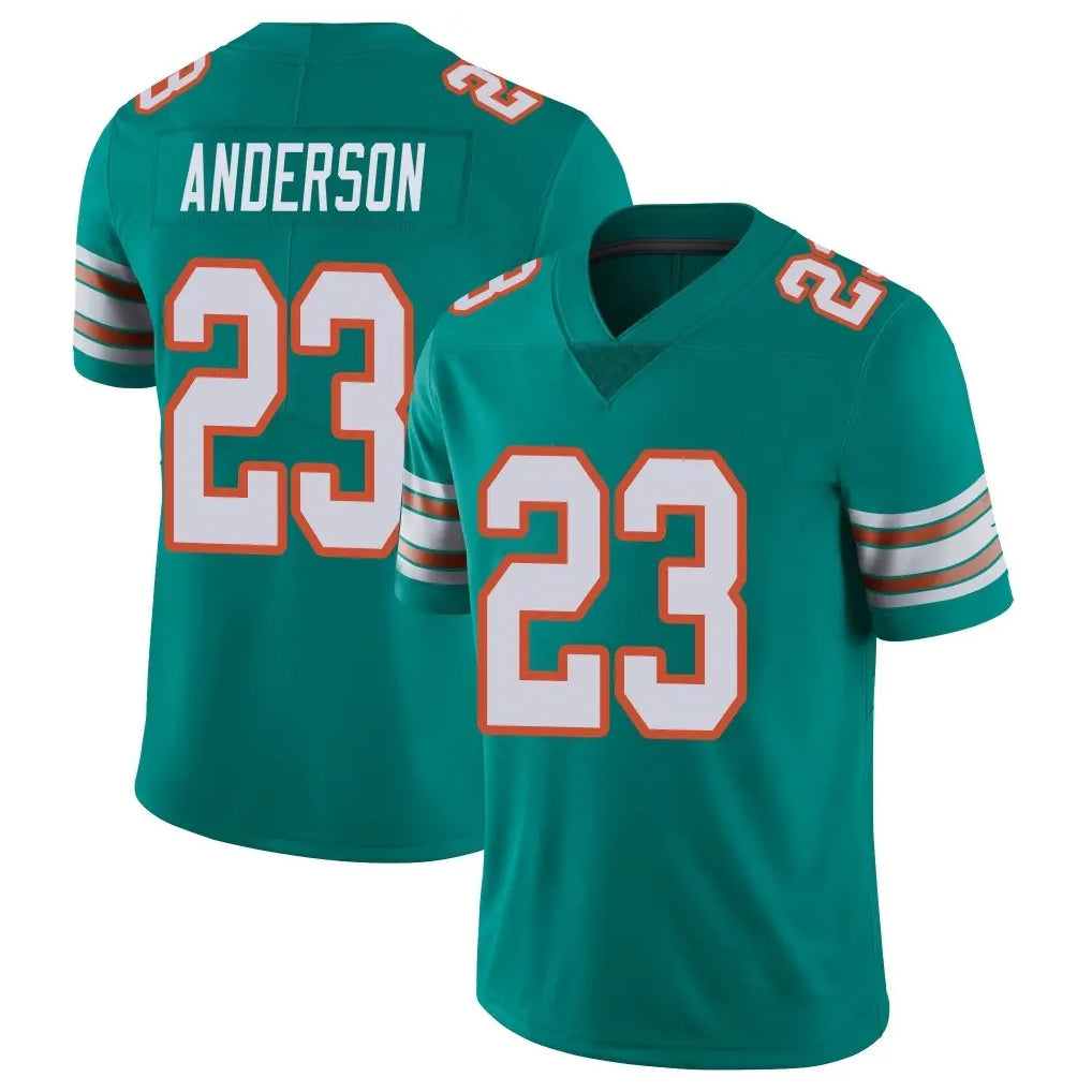 M.Dolphins #23 Zayne Anderson Player Aqua Limited Alternate Vapor Untouchable Home Game Edoa Stitched Jerseys