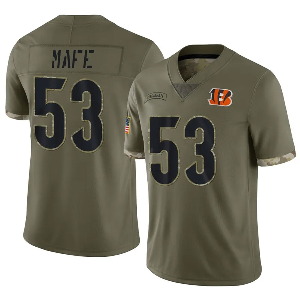 C.Bengals #53 Boye Mafe Player Olive Salute to Service Limited Game Edoa Stitched Jerseys