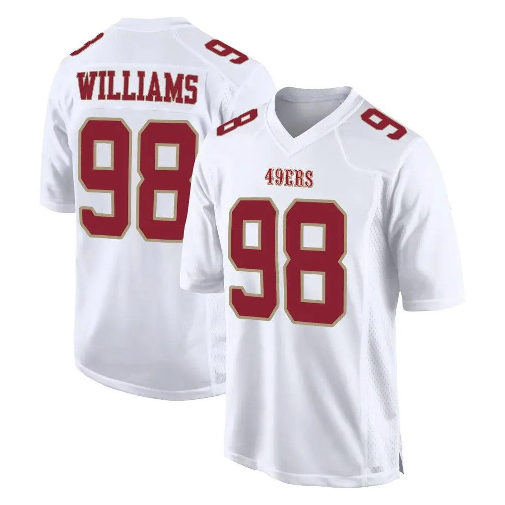 SF.49ers #98 Mykel Williams Player White Fashion Home Game Edoa Stitched Jerseys