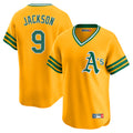 Athletics #9 Reggie Jackson Player Gold Cooperstown Collection T-shirt Game Edoa Stitched Jerseys