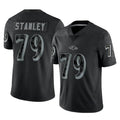 B.Ravens #79 Ronnie Stanley Player Black REFLECTIVE Limited Edoa Stitched Jerseys