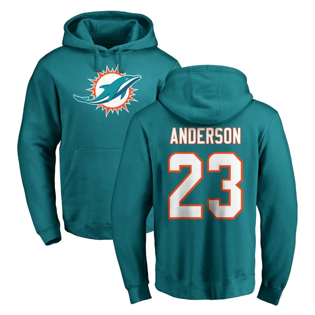 M.Dolphins #23 Zayne Anderson Player Aqua LOGO Pullover Hoodies Limited Edoa Stitched Jerseys