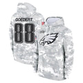 P.Eagles #88 Dallas Goedert Player Arctic Camo Salute to Service Pullover Hoodies Limited Game Edoa Stitched Jerseys