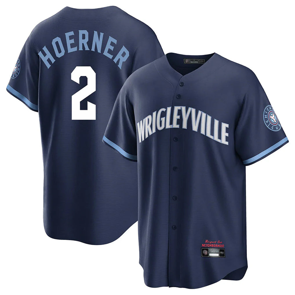 C.Cubs #2 Nico Hoerner Player Navy City Connect Home Game Edoa Stitched Jerseys