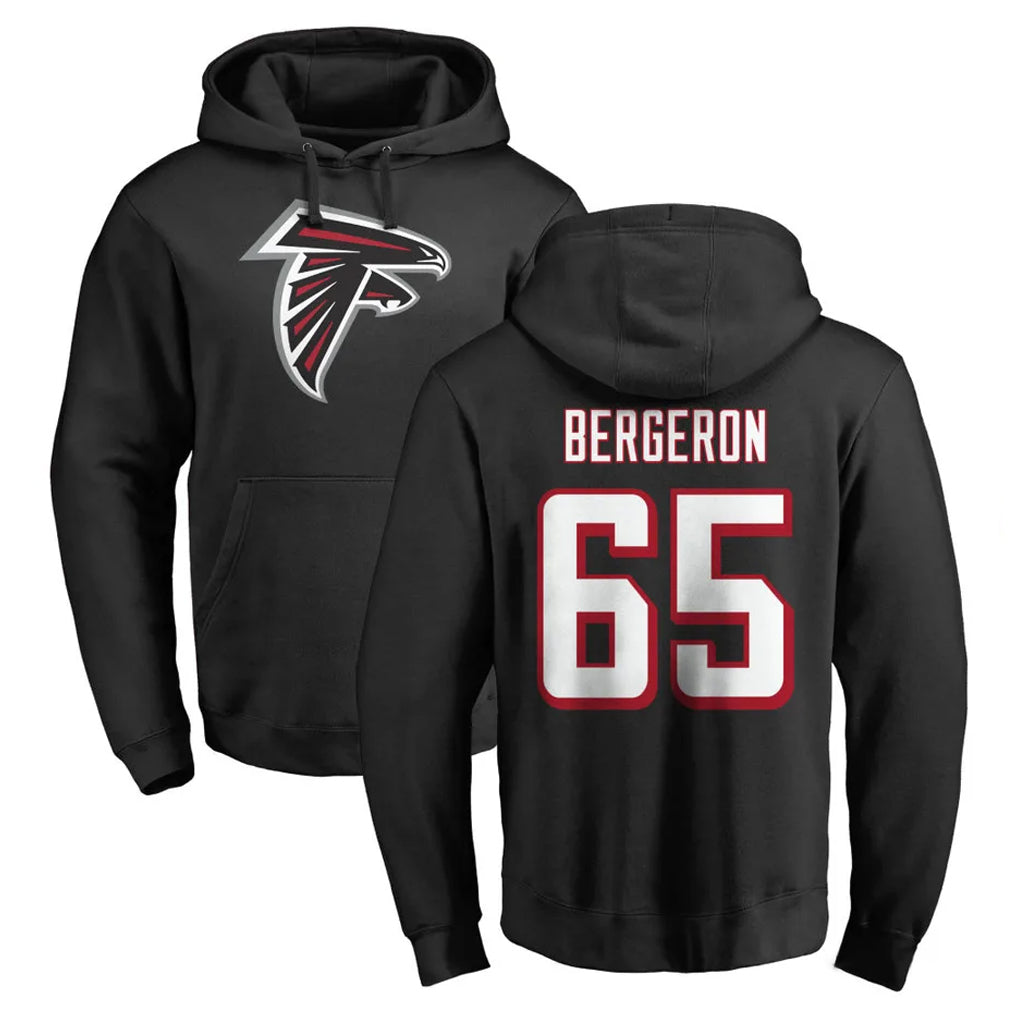 A.Falcons #65 Matthew Bergeron Player Black LOGO Pullover Hoodies Home Game Edoa Stitched Jerseys