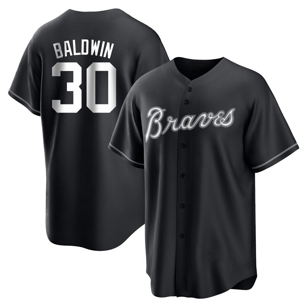 A.Braves #30 Drake Baldwin Player Black Home Game Edoa Stitched Jerseys