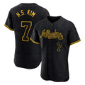 A.Braves #7 Ha-Seong Kim Player Black Snake Skin City Limited Elite Home Game Edoa Stitched Jerseys