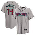 A.Diamondbacks #14 Gabriel Moreno Player Gray Road Home Game Edoa Stitched Jerseys