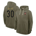 C.Bengals #30 Chase Brown Player Olive Salute to Service Pullover Hoodies Limited Edoa Stitched Jerseys