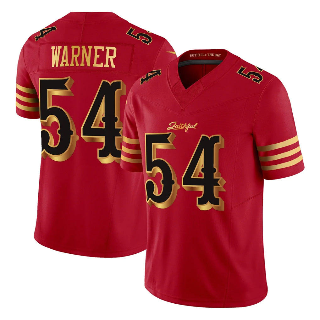 SF.49ers #54 Fred Warner Player Red Rivalries Vapor Limited Home Game Edoa Stitched Jerseys